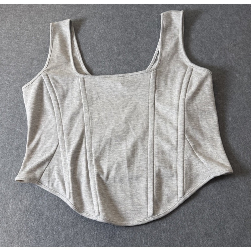 Athleisure loungewear ASOS DESIGN Curve bone corset top grey heather tank US 18
